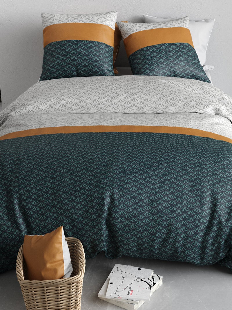 Conjunto de cama estampado capa de edredão + 2 fronhas - 2 pessoas Cinza - Kiabi