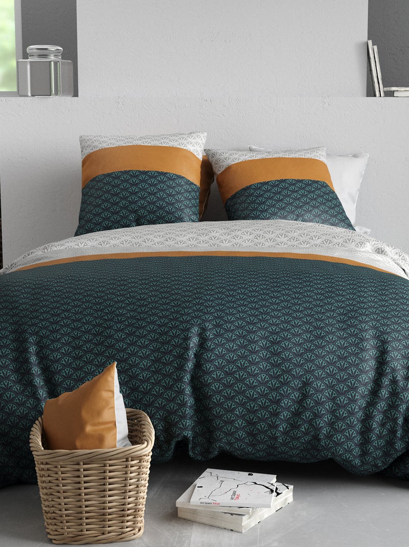 Conjunto de cama estampado capa de edredão + 2 fronhas - 2 pessoas Cinza - Kiabi