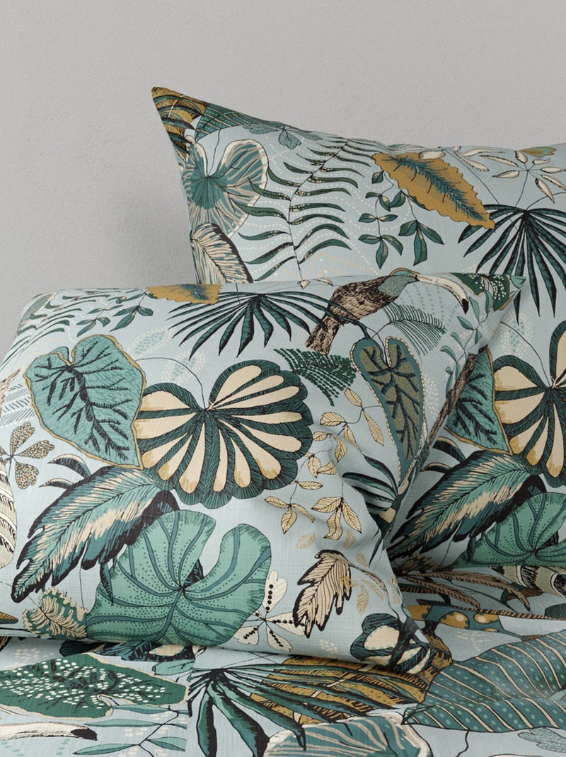 Conjunto de cama estampado capa de edredão + 2 fronhas - 2 pessoas Verde - Kiabi