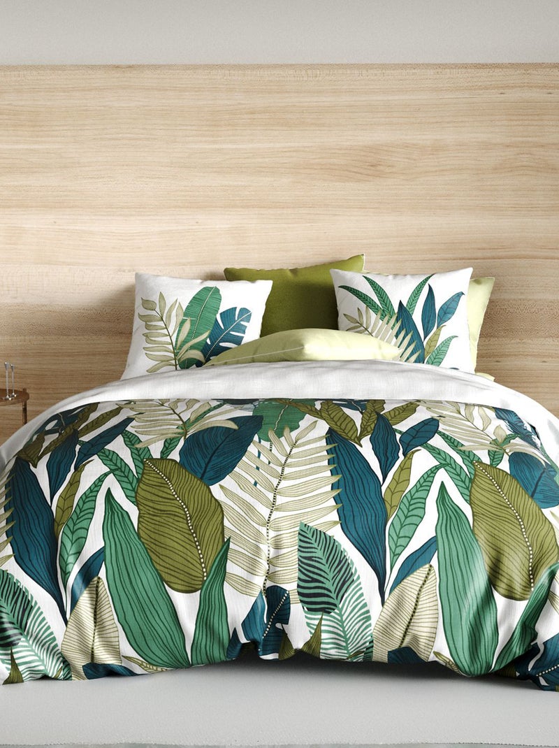 Conjunto de cama estampado capa de edredão + fronhas - 2 pessoas Verde - Kiabi