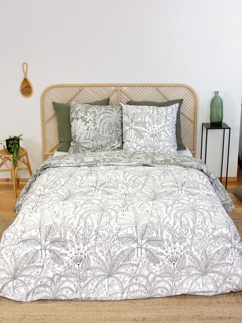 Conjunto de cama estampado com flores - 2 pessoas Cinza - Kiabi