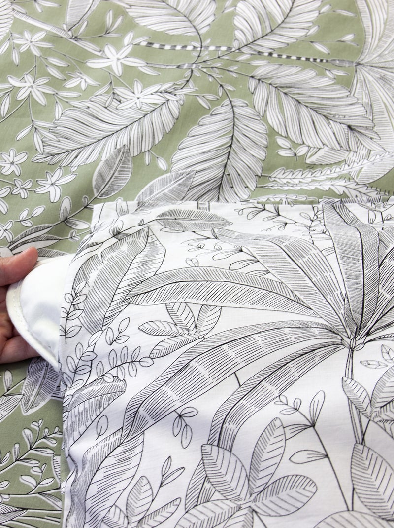 Conjunto de cama estampado com flores - 2 pessoas Cinza - Kiabi