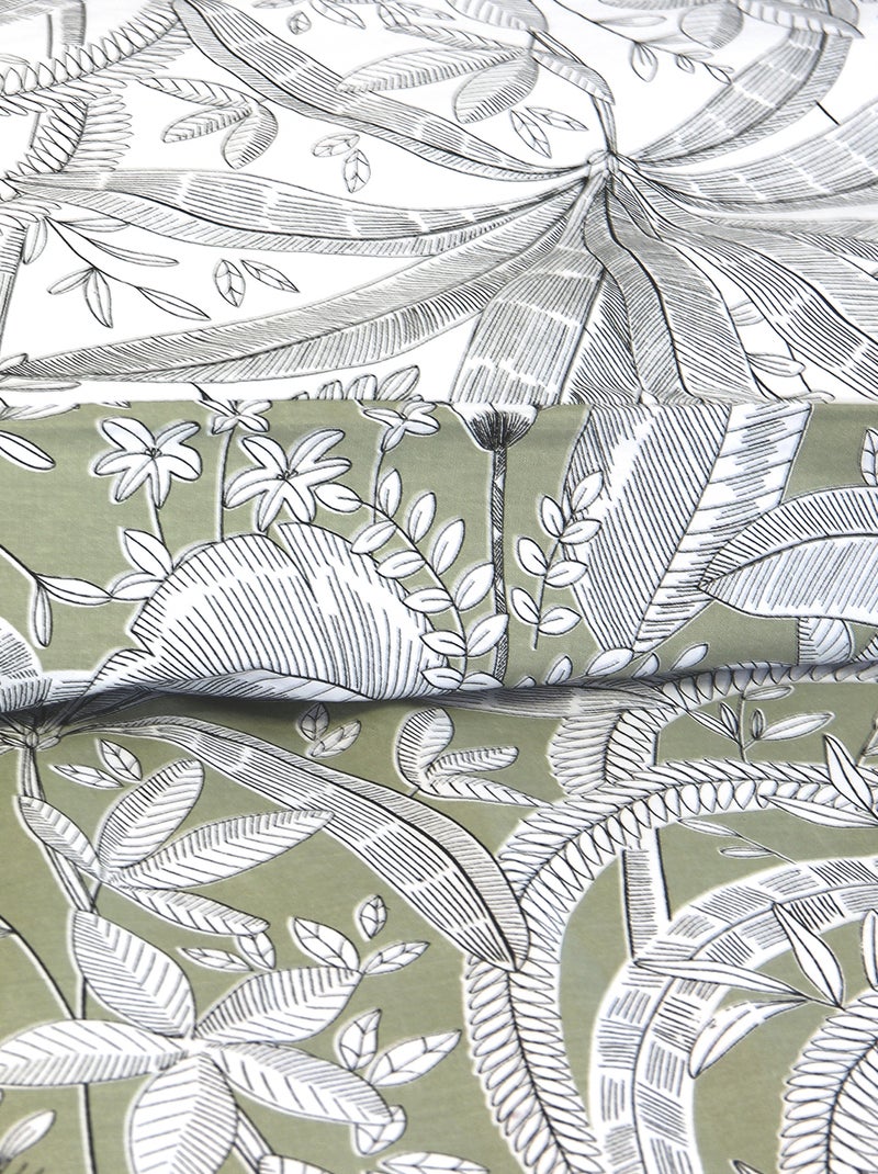 Conjunto de cama estampado com flores - 2 pessoas Cinza - Kiabi