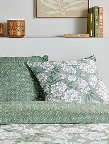 Conjunto de cama estampado com flores reversível - 2 pessoas