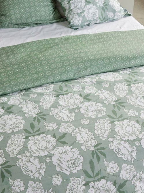 Conjunto de cama estampado com flores reversível - 2 pessoas - Kiabi