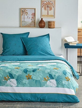 Conjunto de cama estampado com folhas - 2 pessoas