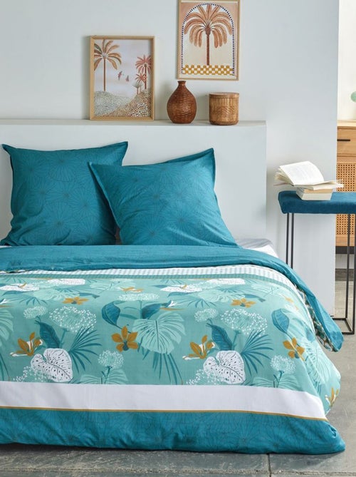 Conjunto de cama estampado com folhas - 2 pessoas - Kiabi