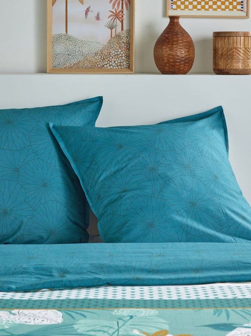Conjunto de cama estampado com folhas - 2 pessoas - Kiabi
