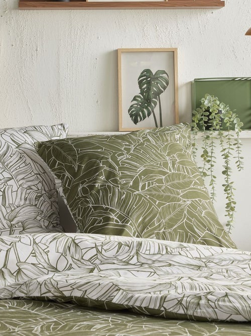 Conjunto de cama estampado com folhas - 2 pessoas - Kiabi