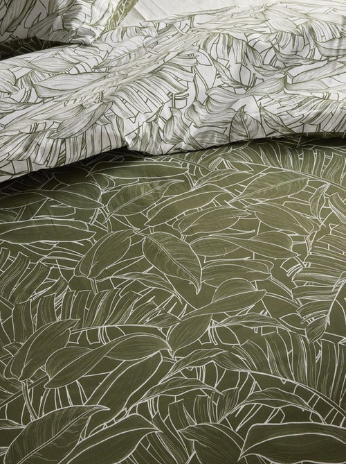 Conjunto de cama estampado com folhas - 2 pessoas - Kiabi