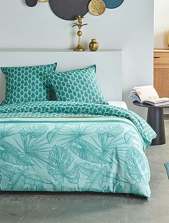 Conjunto de cama estampado com folhas reversível - 2 pessoas