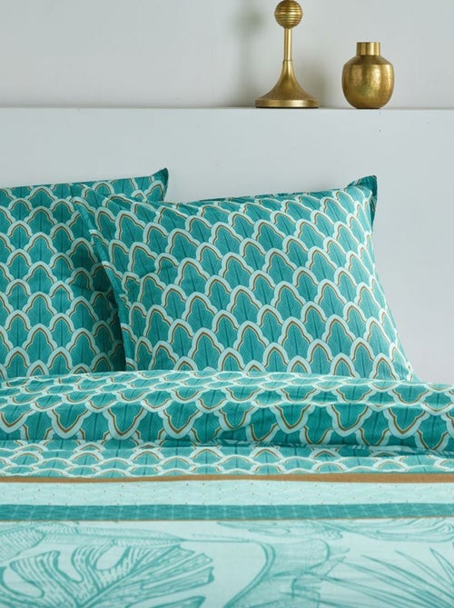 Conjunto de cama estampado com folhas reversível - 2 pessoas - Kiabi