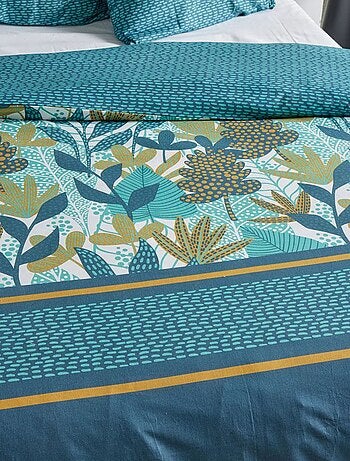 Conjunto de cama estampado com folhas reversível - 2 pessoas