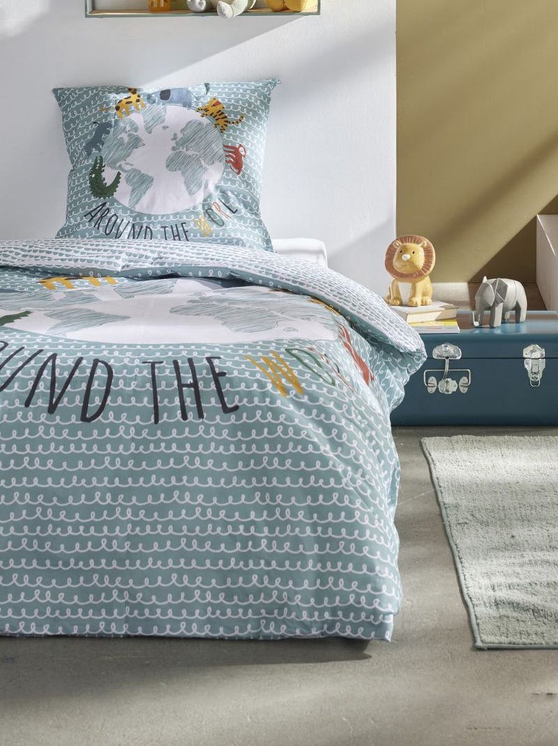 Conjunto de cama estampado de fantasia - Solteiro Azul - Kiabi