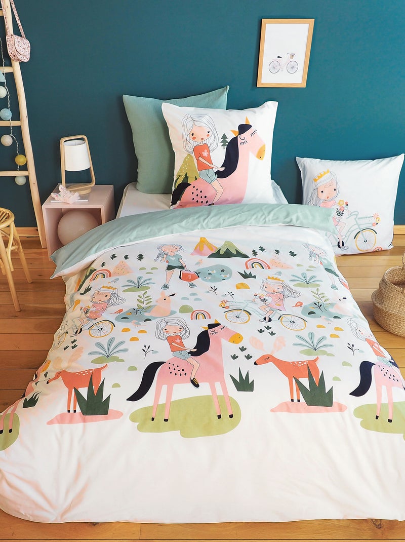 Conjunto de cama estampado de fantasia - Solteiro Branco - Kiabi