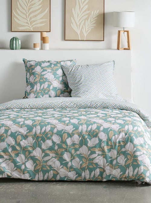 Conjunto de cama estampado floral reversível - 2 pessoas - Kiabi