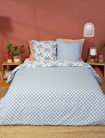 Conjunto de cama estampado palmeiras reversível - 2 pessoas