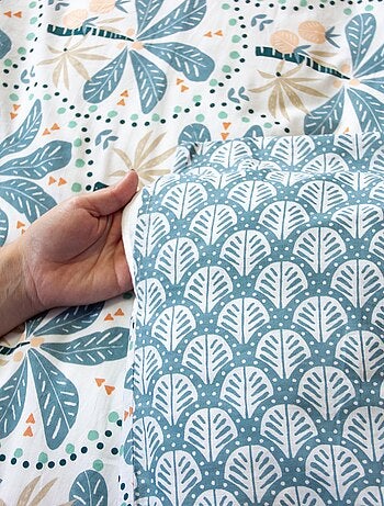 Conjunto de cama estampado palmeiras reversível - 2 pessoas