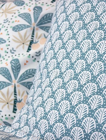 Conjunto de cama estampado palmeiras reversível - 2 pessoas