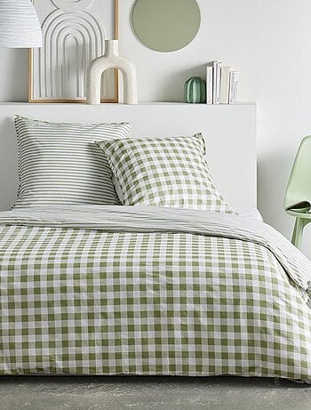 Conjunto de cama estampado vichy reversível - 2 pessoas