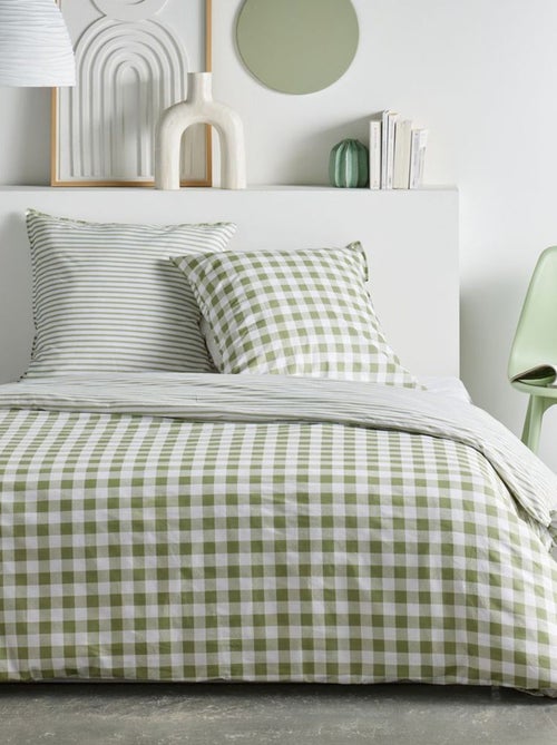 Conjunto de cama estampado vichy reversível - 2 pessoas - Kiabi Conjunto de cama estampado vichy reversível - 2 pessoas - Kiabi