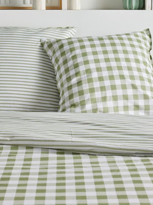 Conjunto de cama estampado vichy reversível - 2 pessoas - Kiabi Conjunto de cama estampado vichy reversível - 2 pessoas - Kiabi