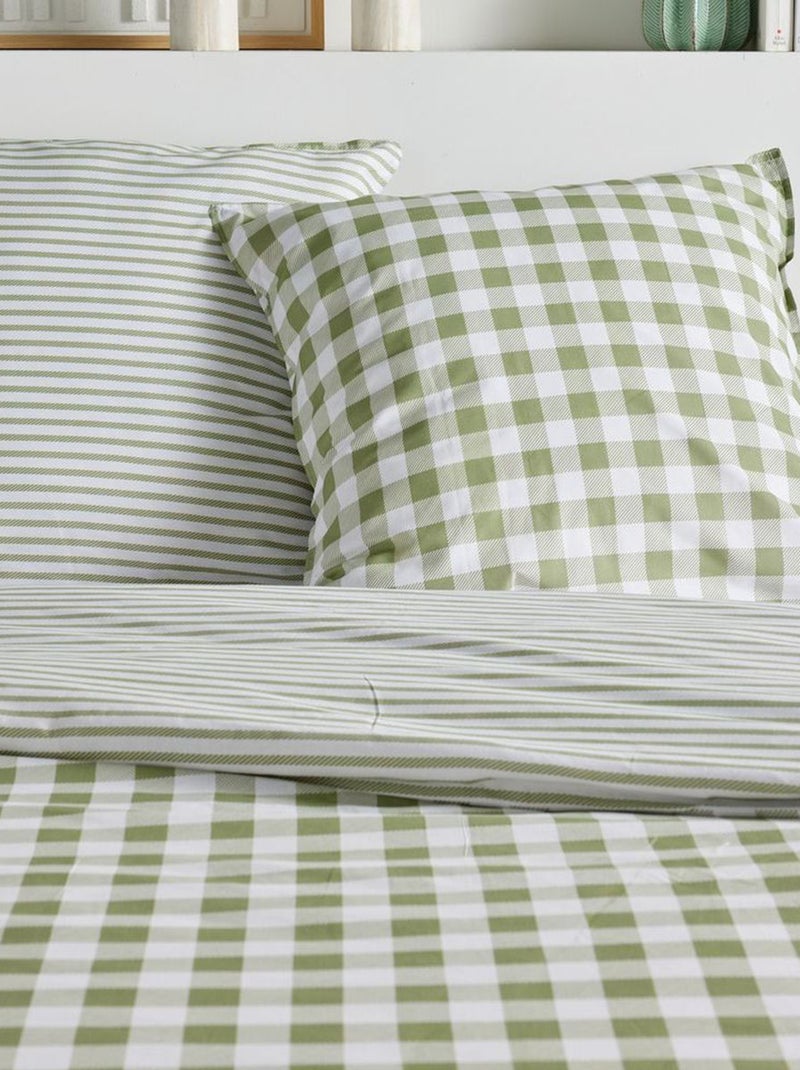 Conjunto de cama estampado vichy reversível - 2 pessoas Cinza - Kiabi