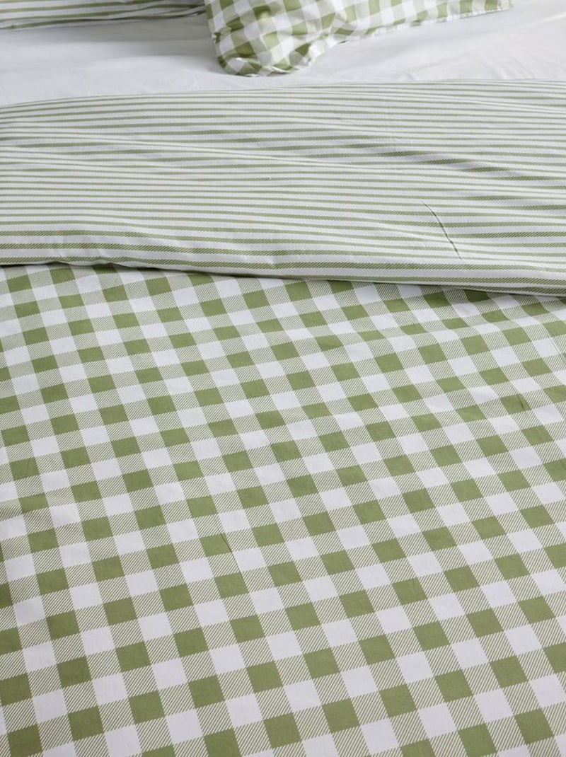 Conjunto de cama estampado vichy reversível - 2 pessoas Cinza - Kiabi
