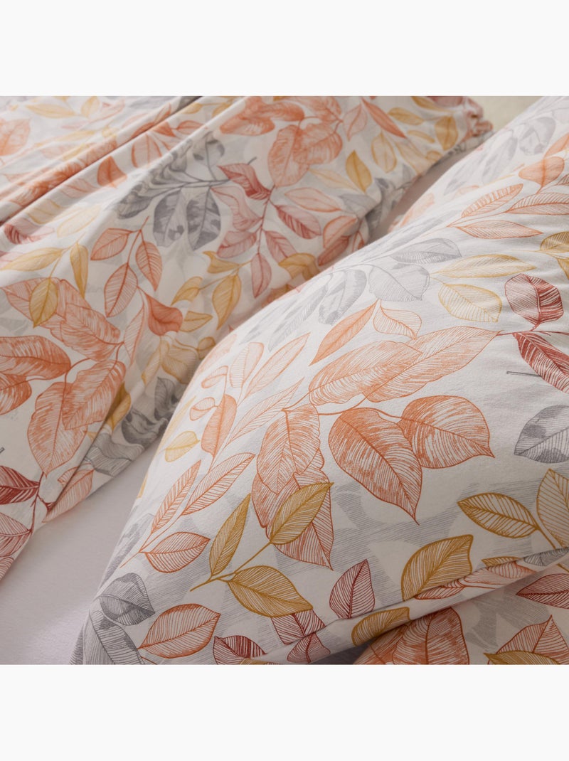 Conjunto de cama flanela estampada 2 peças: capa de edredon e fronha Laranja - Kiabi