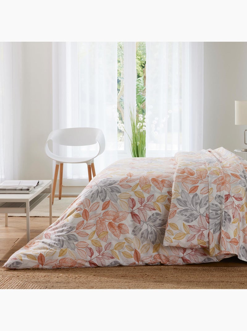 Conjunto de cama flanela estampada 2 peças: capa de edredon e fronha Laranja - Kiabi