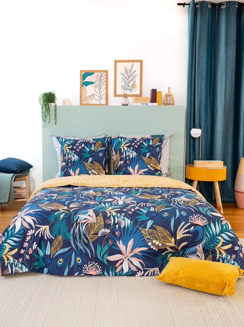 Conjunto de cama 'folhagem' - Casal AZUL - Kiabi