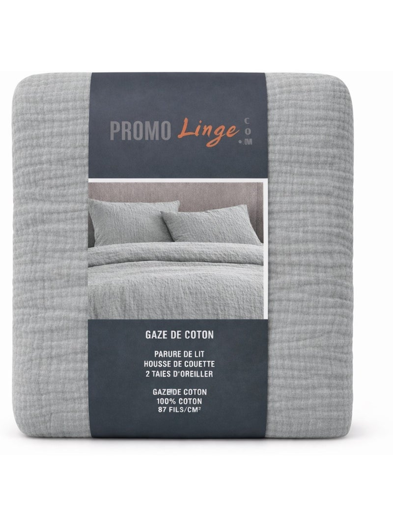 Conjunto de cama gaze de algodão alia promo linge Cinza - Kiabi