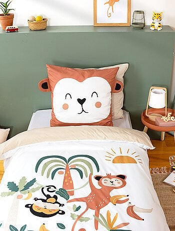 Conjunto de cama individual estampado 'macaco'