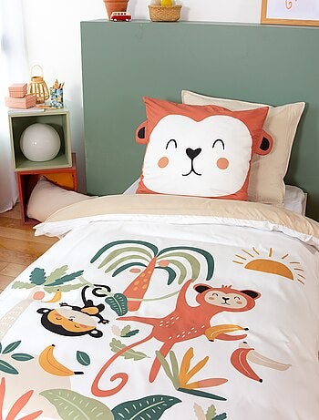 Conjunto de cama individual estampado 'macaco'