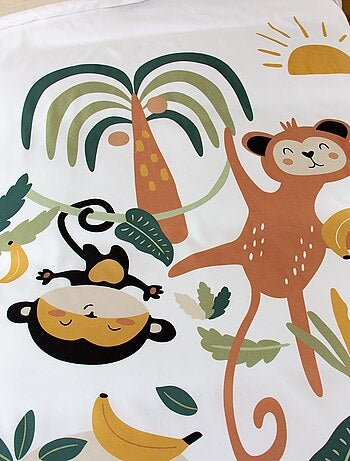 Conjunto de cama individual estampado 'macaco'