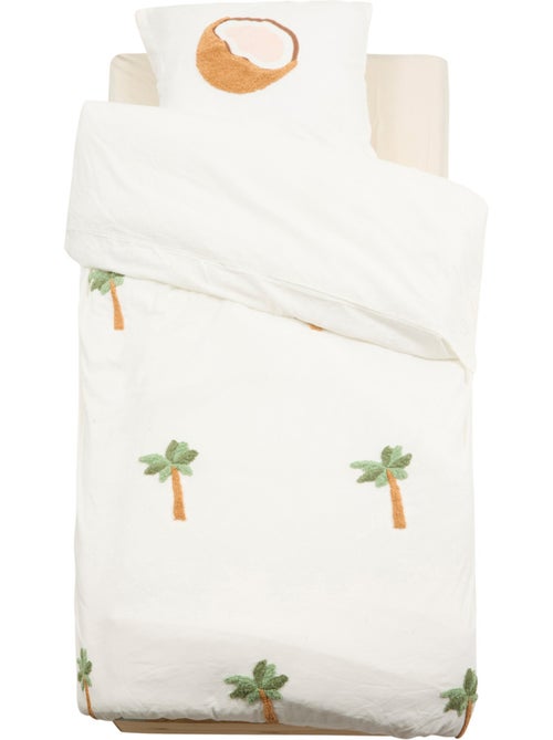 Conjunto de cama infantil de 2 peças em algodão tufado com padrão de palmeiras: colcha + fronha - Kiabi