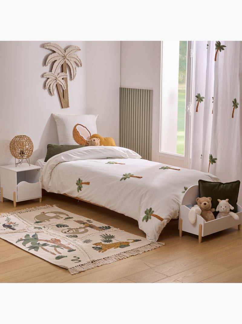 Conjunto de cama infantil de 2 peças em algodão tufado com padrão de palmeiras: colcha + fronha Branco - Kiabi