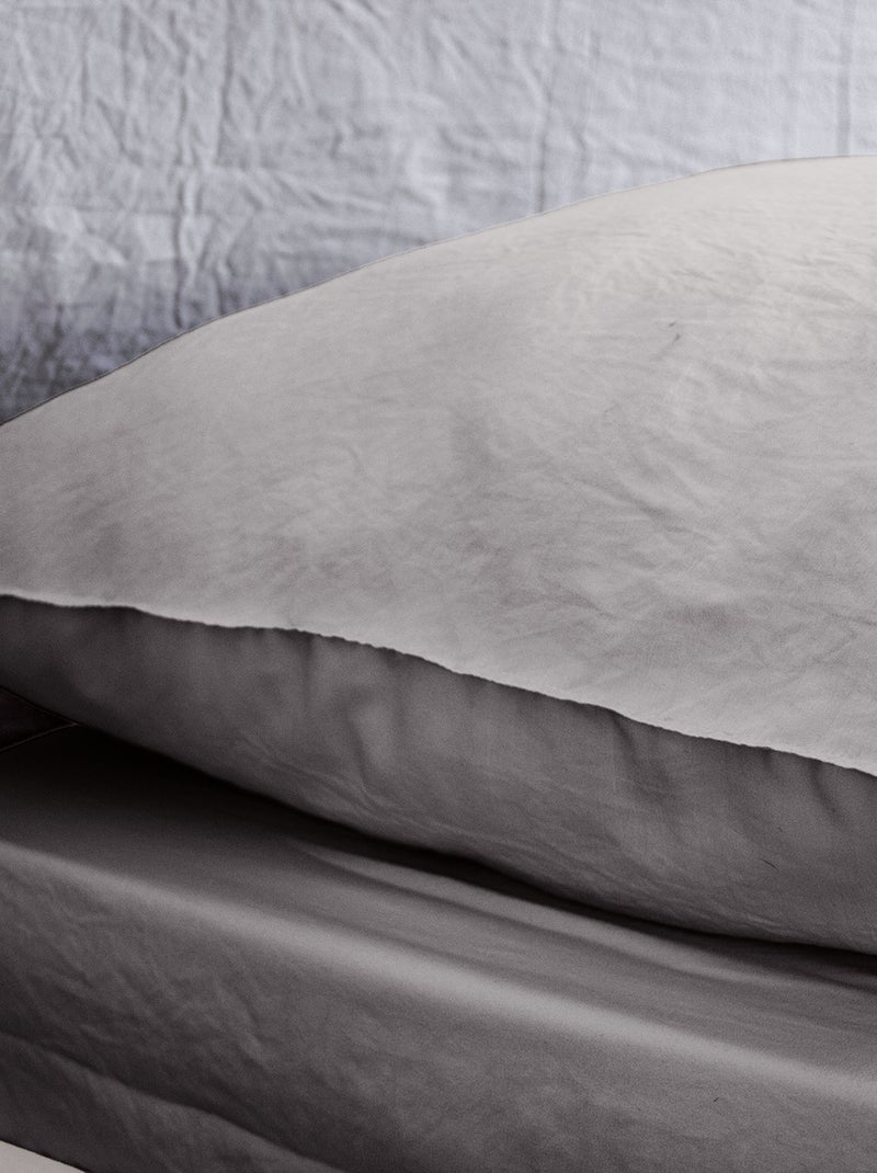 Conjunto de cama liso ultra macio - 1 ou 2 pessoas CINZA - Kiabi