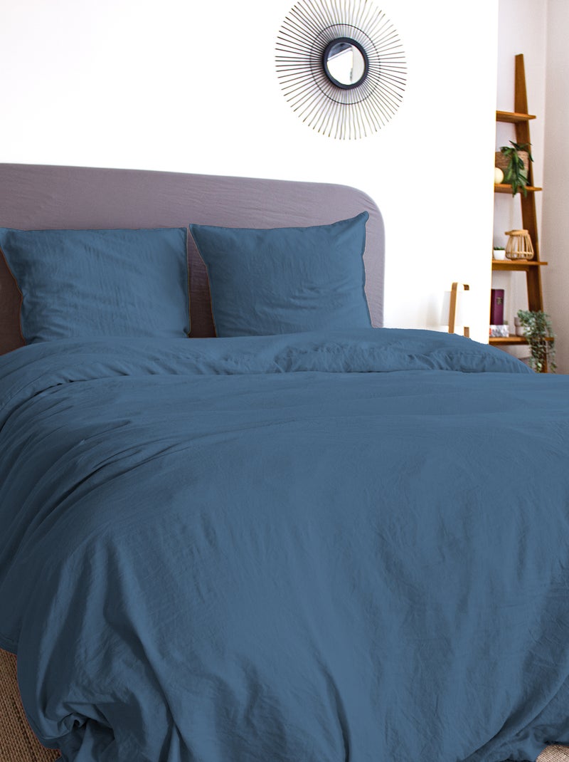 Conjunto de cama liso ultra suave - 1 ou 2 pessoas Azul - Kiabi