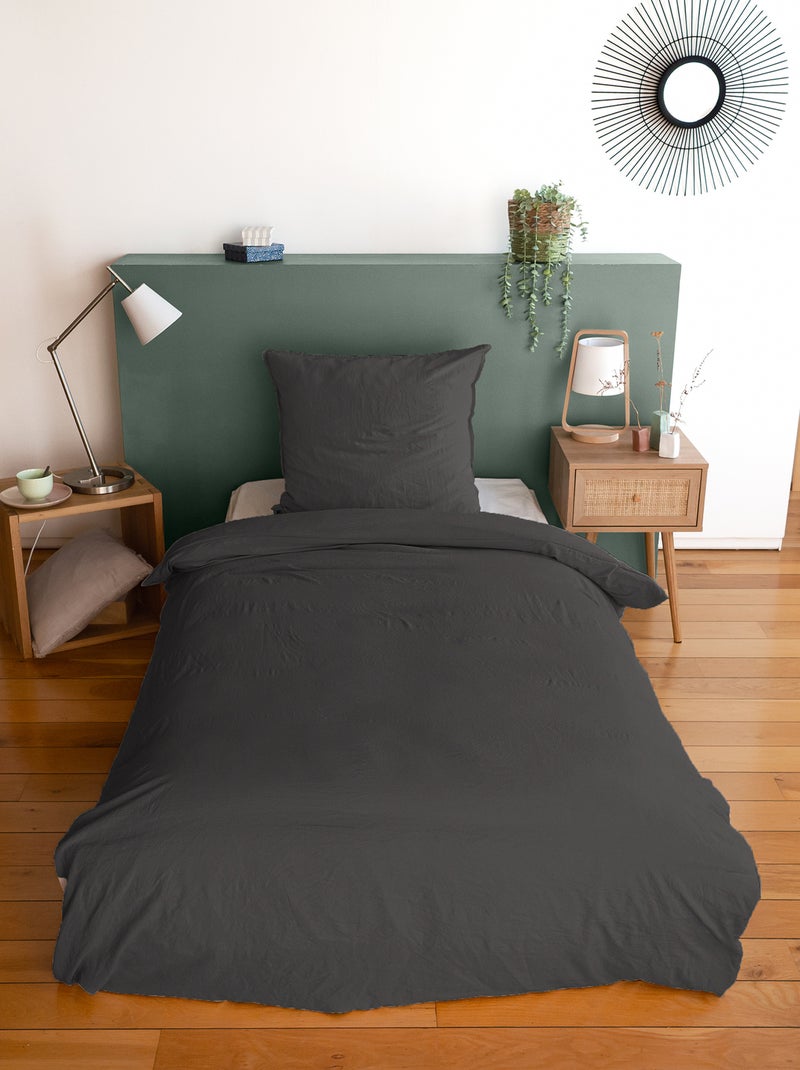 Conjunto de cama liso ultra suave - 1 ou 2 pessoas Preto - Kiabi