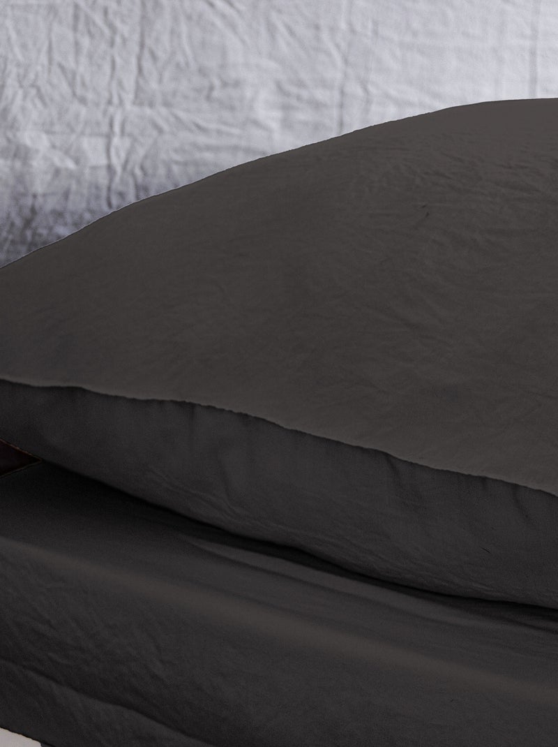 Conjunto de cama liso ultra suave - 1 ou 2 pessoas Preto - Kiabi