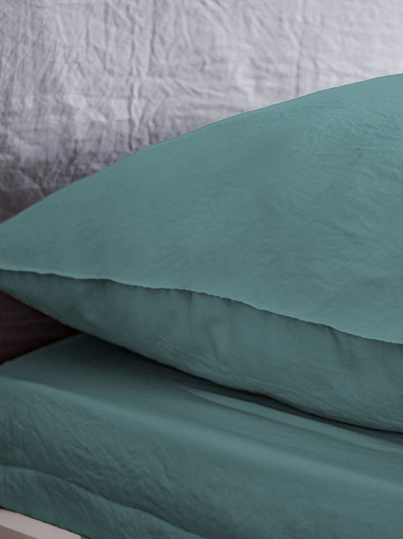 Conjunto de cama liso ultra suave - 1 ou 2 pessoas Verde - Kiabi