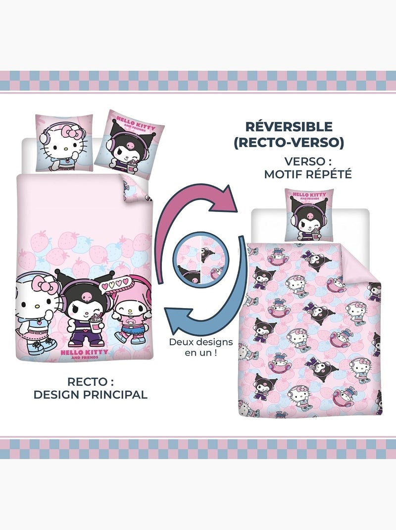 Conjunto de cama microfibra douceur d'intérieur hello kitty Preto Rosa - Kiabi