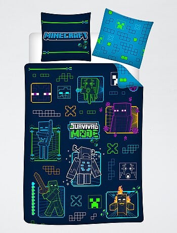 Conjunto de cama 'Minecraft' 2 peças: 1 capa de edredão individual + 1 fronha