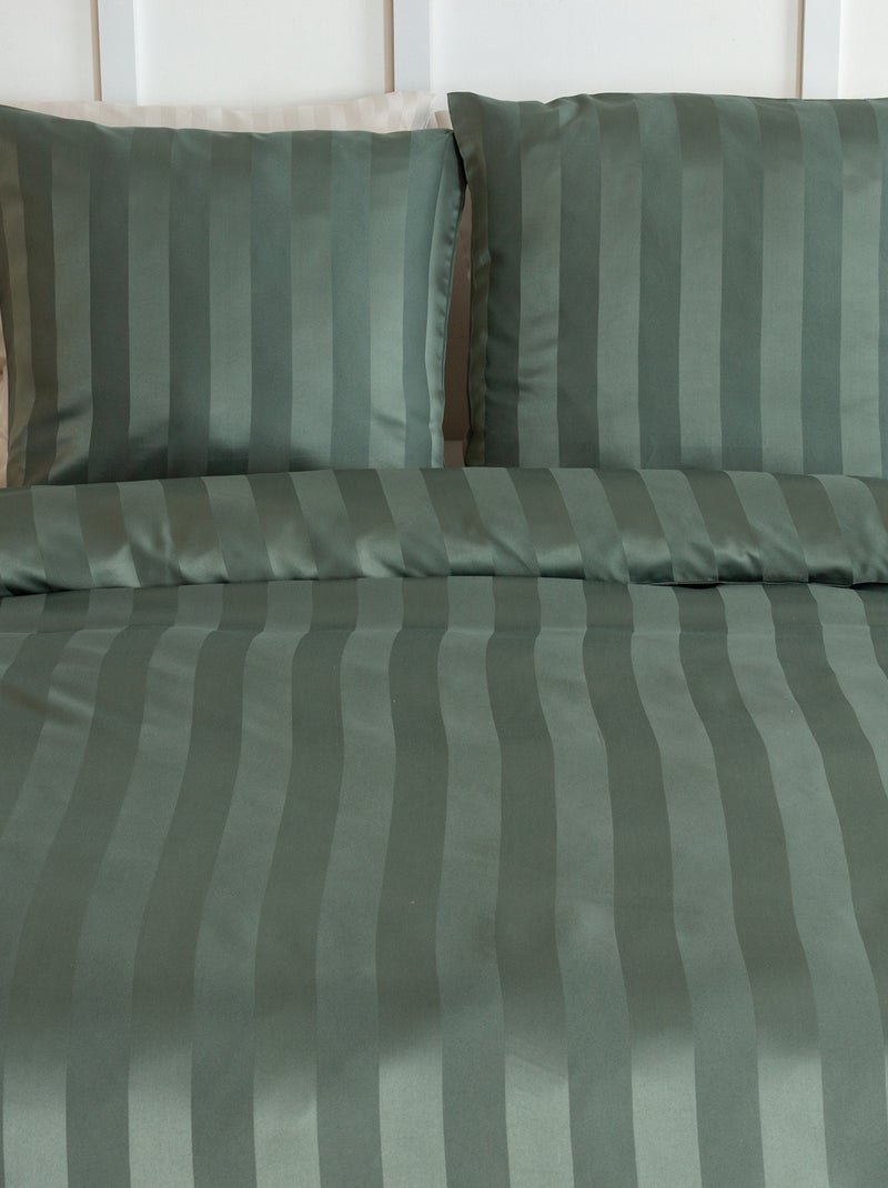 Conjunto de cama para 1 ou 2 pessoas em cetim + 2 fronhas Verde - Kiabi