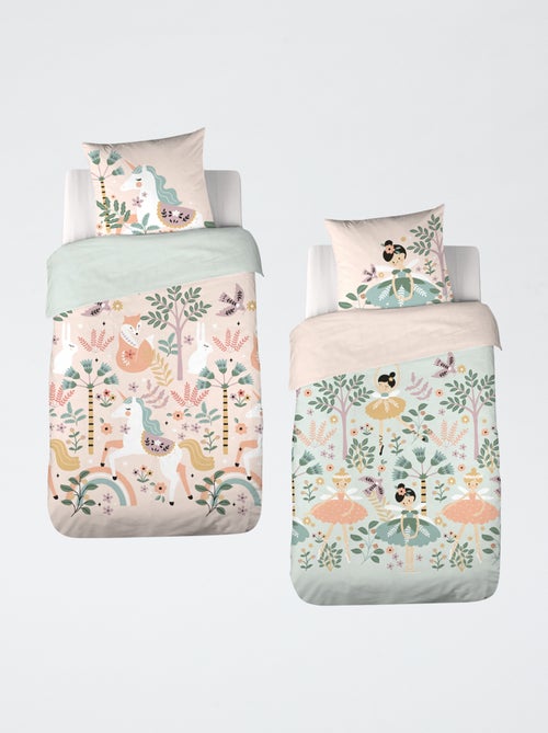 Conjunto de cama para 1 pessoa, 2 peças: capa de edredão + fronha de almofada - Kiabi