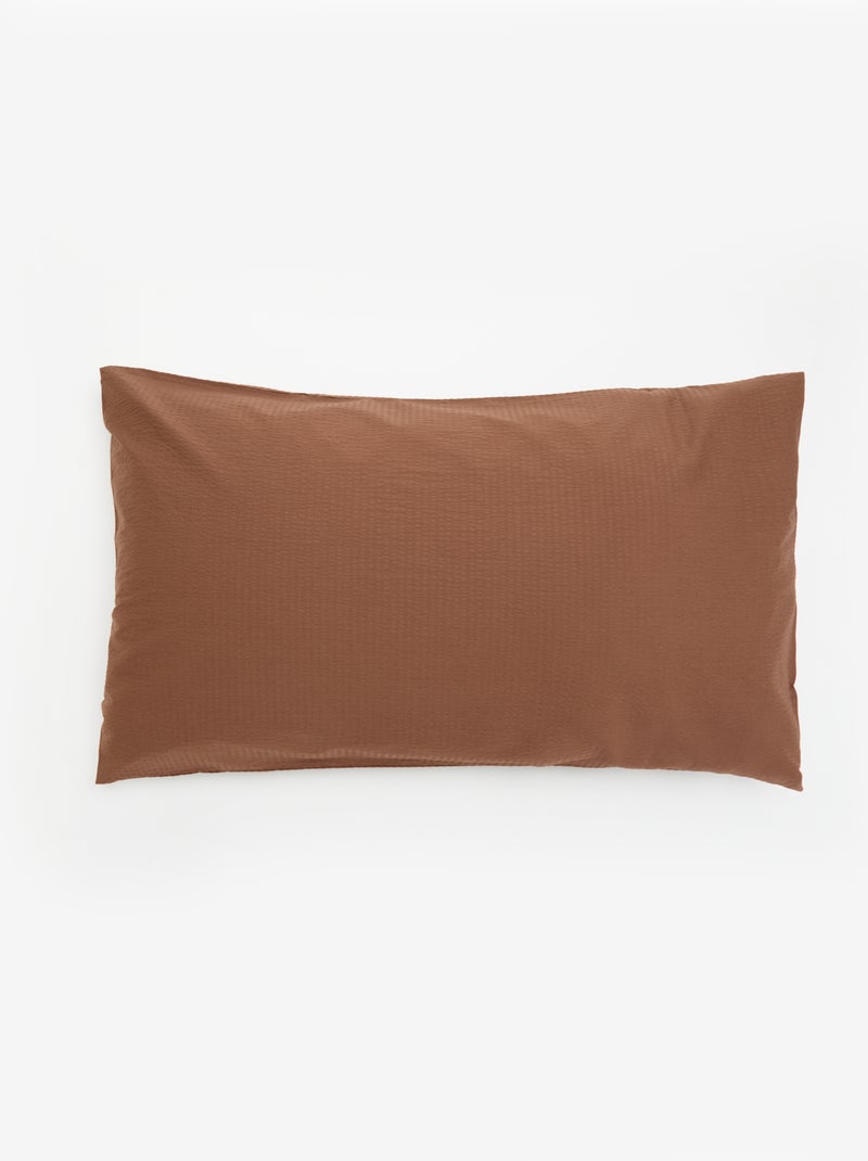 Conjunto de cama para 2 pessoas - 240 x 220 cm em seersucker Castanho - Kiabi