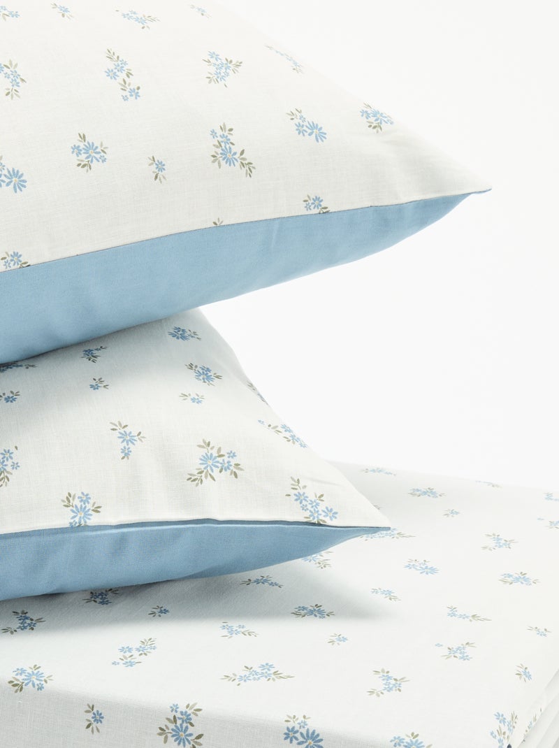 Conjunto de cama para 2 pessoas - Capa de edredão + 2 fronhas - KIABI Home Azul - Kiabi