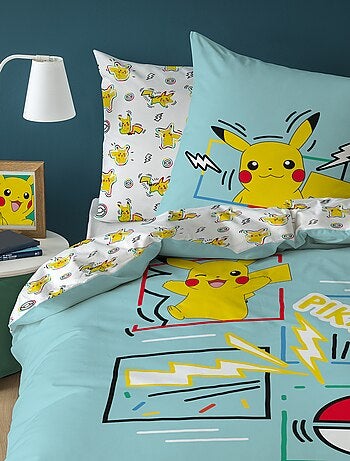 Conjunto de cama 'Pokemon' 2 peças 1 pessoa: capa de edredão + fronha