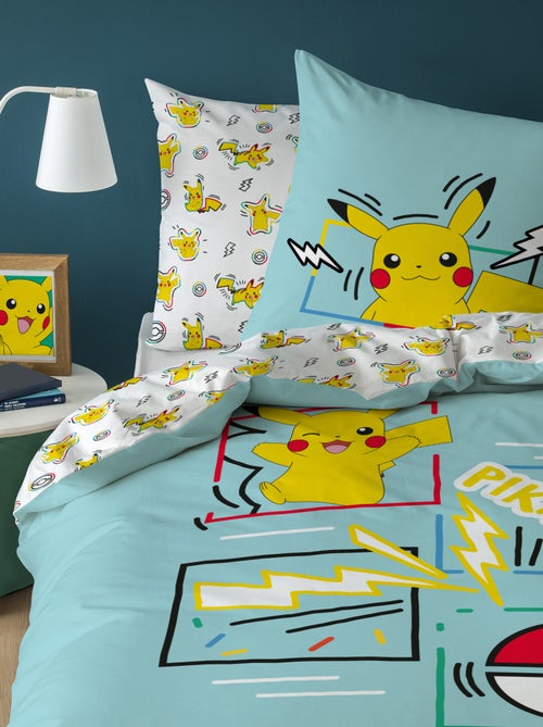 Conjunto de cama 'Pokemon' 2 peças 1 pessoa: capa de edredão + fronha - Kiabi Conjunto de cama 'Pokemon' 2 peças 1 pessoa: capa de edredão + fronha - Kiabi